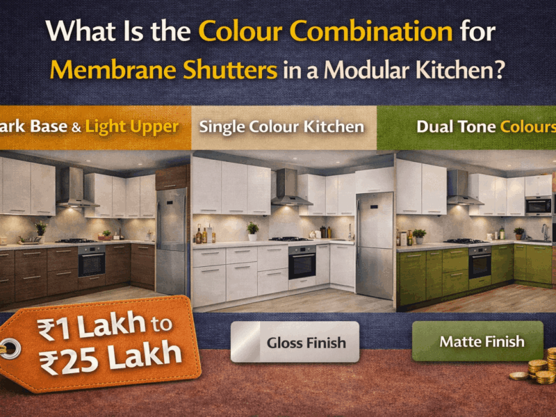 What is the colour combination for membrane shutters in the modular kitchen?